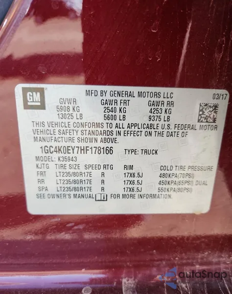 2017 Chevrolet Silverado K3500 Ltz from USA, damaged, VIN 1GC4K0EY7HF178166